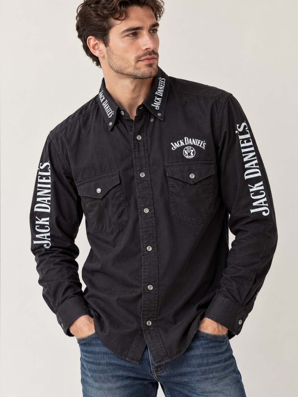 Wrangler Jack Daniel’s Black Graphic Button-Up Shirt